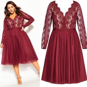 City Chic Rare Beauty Dress - Merlot